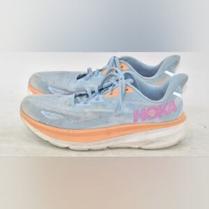 Hoka One Clifton 9 Blue Orange Running Sneakers Women 9B